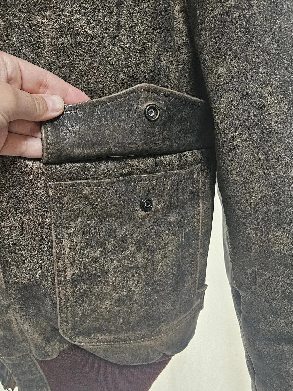 Banana Republic Distressed Vintage Brown Leather Bomber Jacket